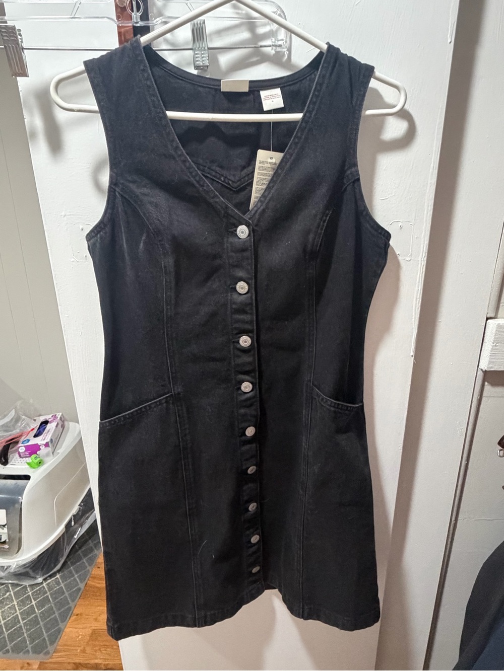 NWT Levi's Black Button-Front Mini Dress